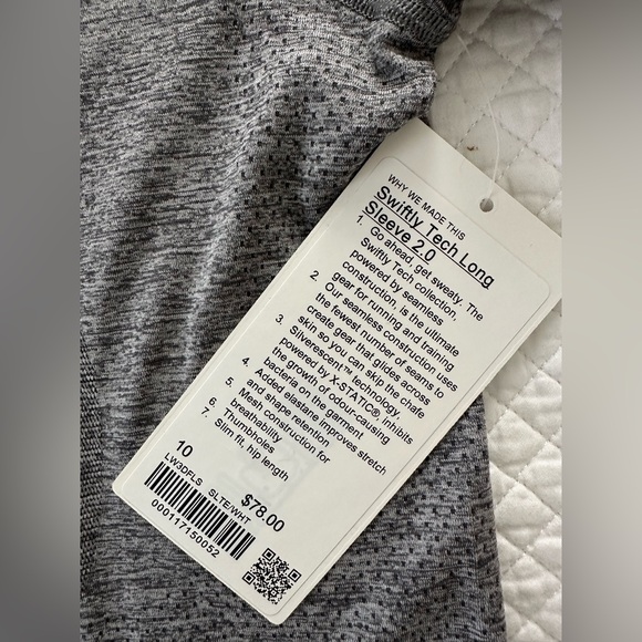 Lululemon Athletica Swiftly Tech Long Sleeve in Slate/white 2.0 SZ 10 NWT - Picture 10 of 11